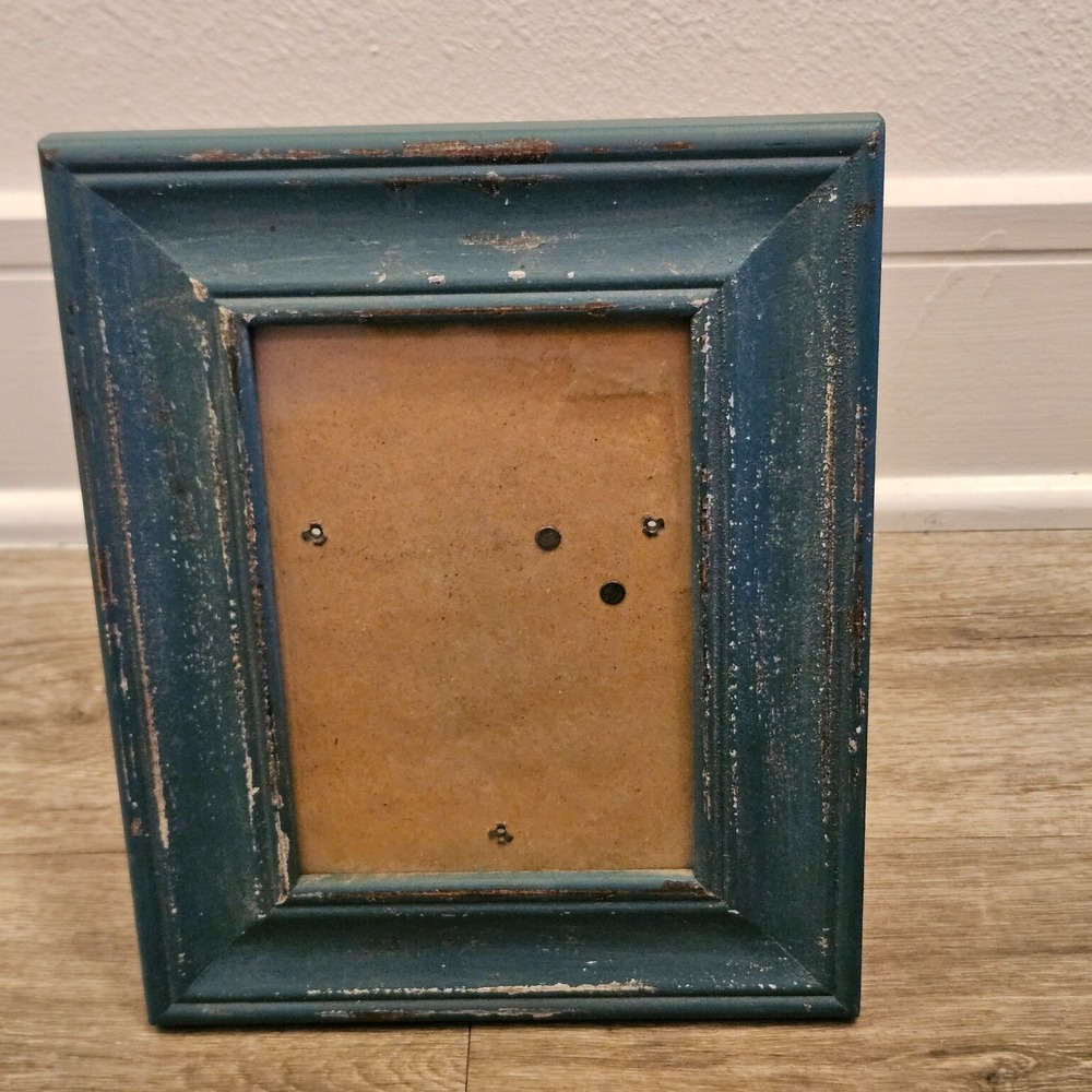 Valerie Bertinelli Rustic Distressed Teal Blue Wood Picture Frame 5x7